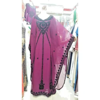 Винно-Черное Дубайское Длинное Платье-рубашка из марокканского Жоржета Jilbab Abaya Одежда Европейских и американских модных Тенденций