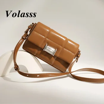 Маленькая дизайнерская сумка VOLASSS, женская повседневная роскошная сумка-мессенджер из воловьей кожи, Женские Элегантные сумки через плечо из натуральной кожи