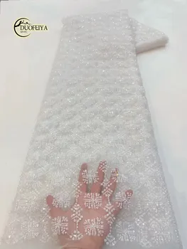 Высококачественная Роскошная Французская Кружевная Ткань С Вышивкой из Бисера в Африканском Нигерийском Стиле С Блестками Для Свадебного Платья Party XZX9527