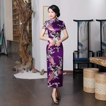 Прямая поставка!!Модное Длинное платье Чонсам в китайском стиле, Женское Винтажное платье-стойка с Высоким Разрезом, Летнее Ципао M, L, XL, 2XL, 3XL 4XL