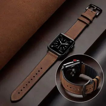 Кожаный ремешок для Apple Watch band 44 мм 40 мм 45 мм 41 мм 42 мм 38 мм Браслет из натуральной кожи correa iWatch series 5 4 3 SE 6 7 band