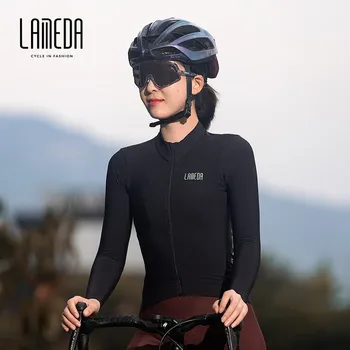 Женская велосипедная майка Lameda, зимняя теплая флисовая велосипедная куртка с длинными рукавами и карманом, Ветрозащитная Велосипедная одежда, Женская