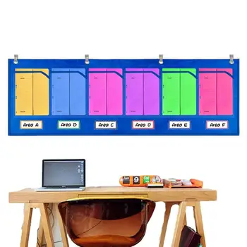 Подвесной органайзер для файлов в классе, горизонтальные настенные карманные таблицы с этикетками, школьный бумажный органайзер для дома с 6