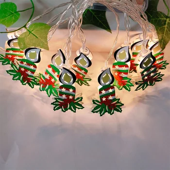 Металлическая свеча 10/20 светодиодов, гирлянда, украшение для Рождественской елки, теплая лампа с питанием от USB/аккумулятора для вечеринки, свадьбы