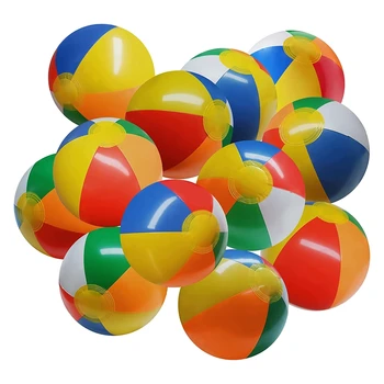 Пляжные мячи, 12 упаковок 16-дюймовых надувных пляжных мячей для детей, Игрушки для бассейна, Украшения для вечеринок у бассейна