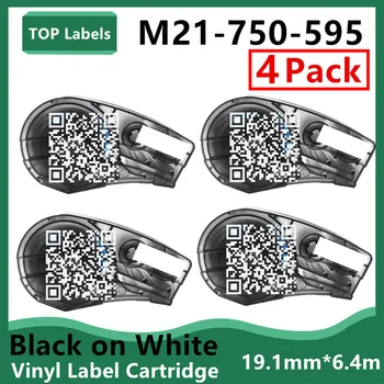 Сменный Виниловый картридж M21-750-595 в упаковке, черный, белый, для этикетирования, ручной принтер этикеток, Лабораторное оборудование