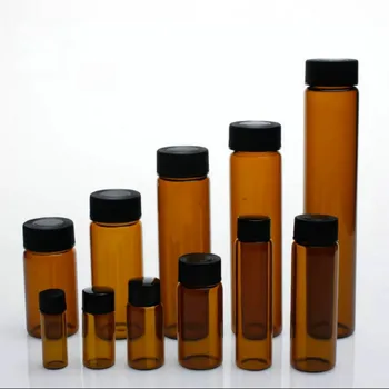 бутылки для образцов из янтарного прозрачного стекла объемом от 3 мл до 50 мл, коричневая бутылка для эфирного масла с завинчивающимся горлышком, лабораторный флакон, химическая посуда