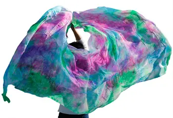 Индивидуальная вуаль для Танца Живота из 100% натурального Шелка, Популярные Аксессуары для Танца Живота из натурального Шелка Ручной окраски, Шелковая вуаль Градиентного цвета, 5 размеров