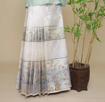 Многоцветная юбка с лошадиной мордой, Ткачество Ming Hanfu, Золотой Макияж, Цветочная пряжа, ткань для юбки с лошадиной мордой, 4 ярда со склада