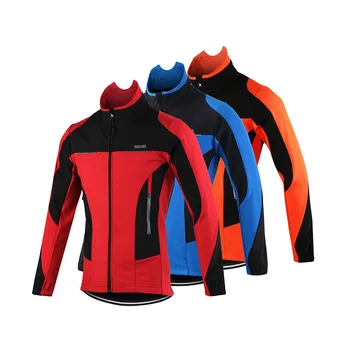 ARSUXEO Тепловая флисовая велосипедная куртка Зимняя ветрозащитная Ветровка для спорта на открытом воздухе MTB Велосипедная куртка Велосипедная одежда