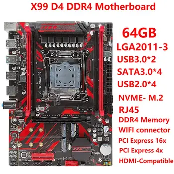 Комплект материнской платы X99 D4 DDR4 с процессором Xeon E5 2670 V3 V4 LGA2011-3 USB3.0 SATA PCI-E NVME M.2 SSD Поддерживает память DDR4 REG ECC