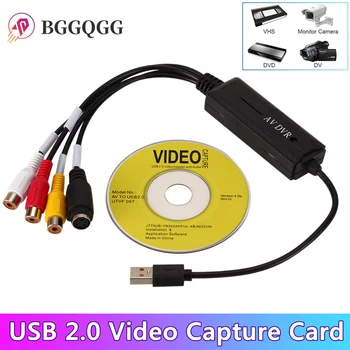 BGGQGG USB 2,0 Карта захвата аудио-видео Легко закрываемый адаптер видеозахвата с VHS на DVD для Windows 10/8/7/XP Видеозахват