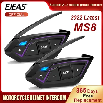 Новый Мотоциклетный Шлем EJEAS MS8 Bluetooth 5.1 Гарнитура 8 Rider MESH Групповые Переговорные Устройства CVC Шумоподавление IP67 Водонепроницаемый