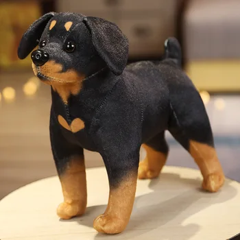 плюшевая черная игрушка собака, мягкая имитация куклы ротвейлера, Рождественский подарок на день рождения для детей, около 30 см