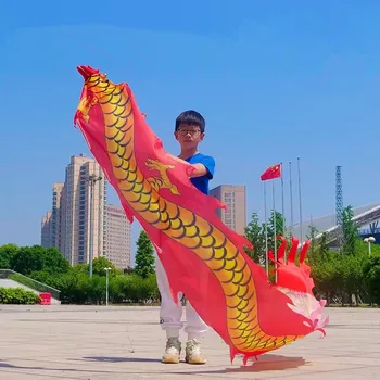 Лента для тренировки Дракона 5 цветов с головой, аксессуары для занятий на открытом воздухе, Квадратный реквизит для выступлений, подарочная игрушка на Китайский Новый Год