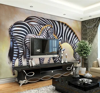 Индивидуальные 3D чистые расписанные вручную картины маслом высокой четкости zebra art фоновые обои украшение дома zebra 3D обои