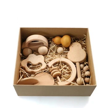 Подарочная коробка для новорожденных Игрушки Монтессори Нидо Деревянная погремушка Хватательные предметы Звуковая игра Ресурсы для тренировки моторики пальцев