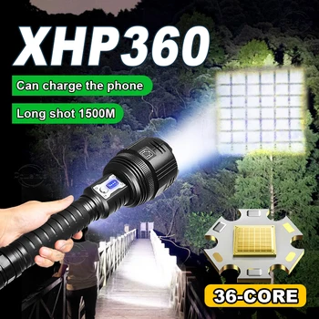 Супер XHP360 Мощные светодиодные Фонари 18650 Высокой Мощности Torch Light USB Перезаряжаемый Фонарик XHP199 Водонепроницаемый Фонарь Для Кемпинга