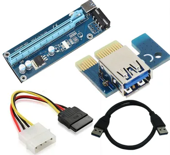 PCI-E Карта PCI E Express Riser Card от 1x до 16x USB 3.0 Кабель для передачи данных 30 см SATA 15Pin Кабель питания для майнинга биткоинов BTC