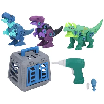 Игрушечные строительные блоки динозавра, винтовая строительная игрушка с электрической дрелью, детская развивающая игрушка-головоломка для раннего развития