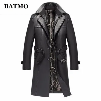 Batmo 2023, новое поступление, осенне-зимний мужской утолщенный тренч из натуральной кожи, мужская кожаная куртка, Длинное пальто размера плюс S-5XL