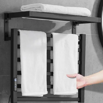 Оборудование для ванной комнаты Электрическая вешалка для полотенец с контролем температуры и времени из нержавеющей стали, интеллектуальный полотенцесушитель