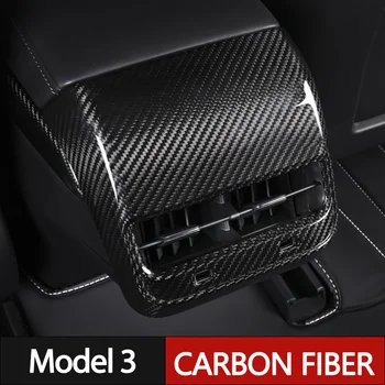 Спинка из углеродного волокна, вентиляционное отверстие на заднем сиденье, Выпускная крышка для Tesla Model 3 2018 2019 2020 2021 2022 года, Аксессуары для интерьера