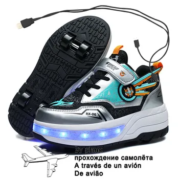 Обувь для роликовых коньков, Кроссовки на 4 колесах, Детские мальчики 2022, Подарок Для девочек, Модные Спортивные Повседневные детские игрушки со светодиодной подсветкой, Ботинки