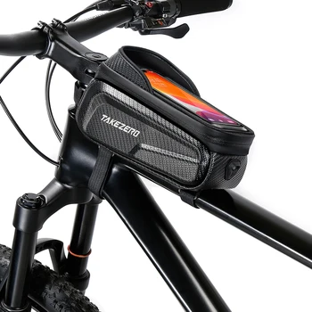 Непромокаемая велосипедная сумка TAKEZERO, передний держатель для мобильного телефона с сенсорным экраном, верхняя трубка, Светоотражающие аксессуары для велоспорта MTB
