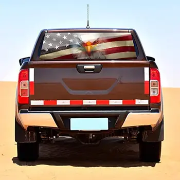 LynsaTac 65x22 ”Наклейки с орлом в американском Флаге для грузовиков SUV, Классические Наклейки на заднее стекло для декора автомобиля - Один размер подходит для большинства пикапов