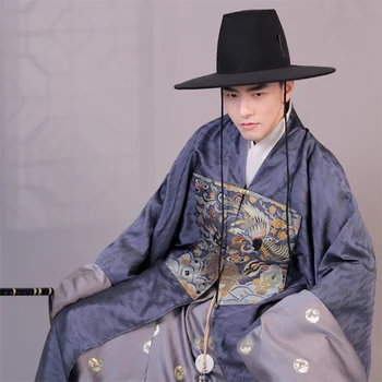 2023 древние благородные мужчины ретро ханьфу чжицзинь атласный халат ханьфу китайская винтажная традиционная одежда времен династии Мин костюм ханьфу