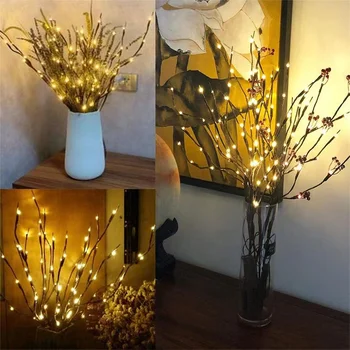 20 бусин, светодиодный светильник с имитацией дерева, гирлянда в виде цветка, украшение для рабочего стола в помещении, свадебное рождественское украшение на батарейках.