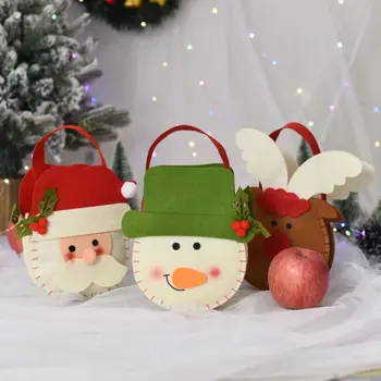 Сумка из нетканого материала с ручкой, украшение для рождественской елки для детей, Сумка для рождественских подарков, подарочная сумка, сумка для конфет