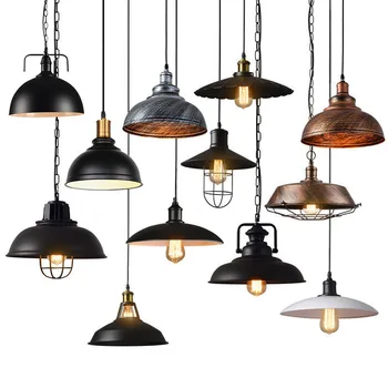 Винтажный подвесной светильник в стиле Лофт, ретро, в форме железного купола, Промышленный Подвесной светильник для кафе,бара, домашнего ресторана, Декор, абажур