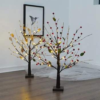 Рождественская елка, красные декоративные листья, Новогоднее украшение для вечеринки