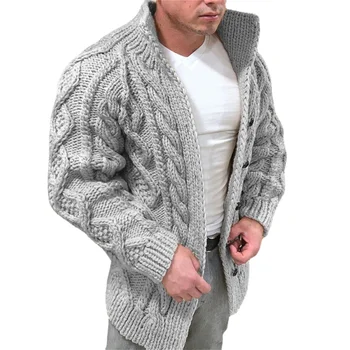 Мужской свитер, пальто, осень-зима, толстая теплая вязаная верхняя одежда, модные однотонные свитера со стоячим воротником, кардиган, большие размеры 5XL
