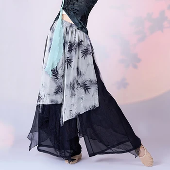 Китайские танцевальные брюки, женская современная одежда для классических танцев Hanfu, Народная Танцевальная одежда, Сценический костюм, Фестивальный наряд JL5096