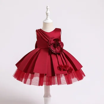 Новые платья для выступлений в полнолуние для маленьких девочек, свадебные платья для девочек на 1 год, платье принцессы, платья для торта с цветочным узором для девочек