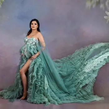 Элегантные платья для фотосессии беременных с 3D цветами из тюля, Платье для фотосессии беременных Женщин