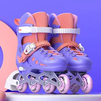 Роликовые коньки, обувь в комплекте со шлемом, наколенники, налокотники Для начинающих, профессиональные Роликовые коньки для детей 6-12 лет для занятий спортом на открытом воздухе