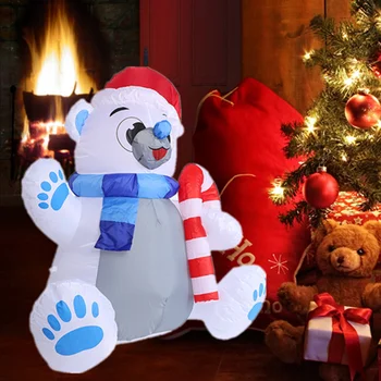 Милый Белый Медведь Надувное Рождественское украшение для сада на открытом воздухе, надувные игрушки с подсветкой для домашней вечеринки, новогодние подарки