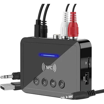 Приемник Передатчик Bluetooth 5.0 FM Стерео AUX 3,5 мм Разъем RCA Беспроводной NFC Bluetooth Аудиоадаптер для телевизора, наушников для ПК