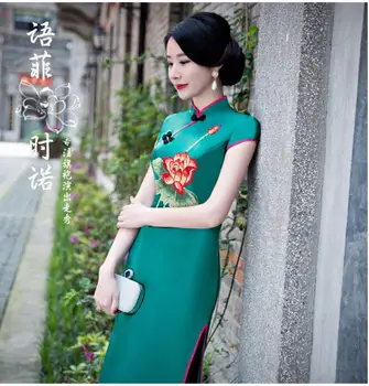 Модное платье Чонсам, Китайское Традиционное женское платье Чипао, Винтажная летняя Вышивка, Шанхай