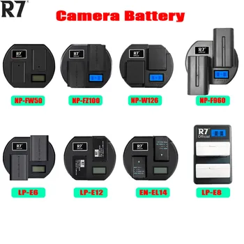Аккумулятор для камеры R7 LPE6 LPE8 LPE12 для Canon, аккумулятор EN-EL14 для Nikon, NP-FW50, NP-FZ100, NP-F960 для Sony, NP-W126, w126 для Fuji