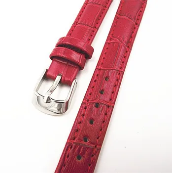 1ШТ Высококачественный ремешок для часов из натуральной кожи 14 мм красного цвета-08057