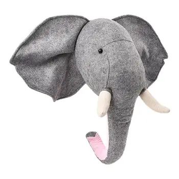 Настенное крепление с 3D головой животного в виде Слона, Детские мягкие игрушки, Аксессуары для украшения дома в Детской Комнате, подарки на День Рождения